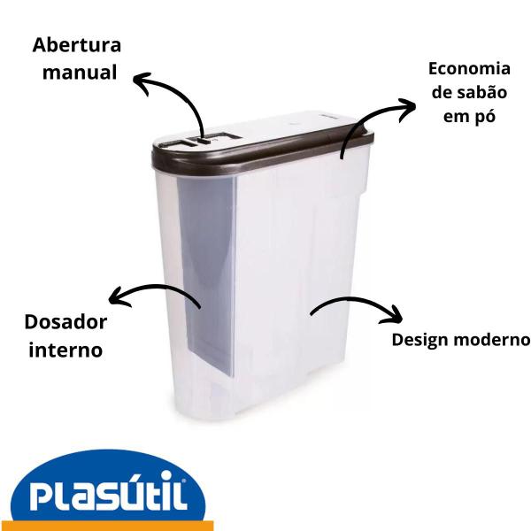 Imagem de Porta Sabão Em Pó Plasútil C Dosador Econômico 1,8 Kg 