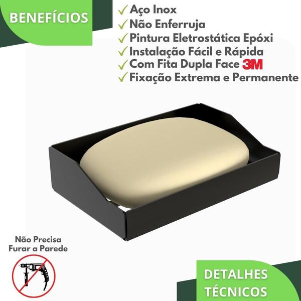 Porta Sabonete Adesivo De Parede Banheiro Preto DF - S3GShop Imagem de Porta Sabonete Adesivo De Parede Banheiro Preto DF