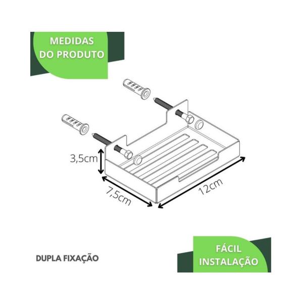 Imagem de Porta Sabonete De Banheiro Saboneteira De Parede Branco ELG