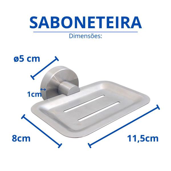 Imagem de Porta sabonete de parede luxo inox 304 saboneteira premium