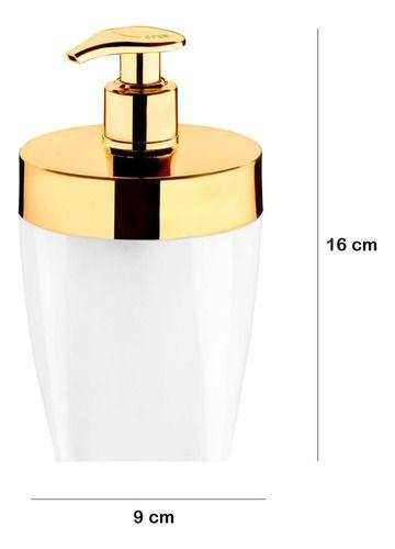 Porta Sabonete Liquido Banheiro Branco/dourado Future - Future Industria Metalurgica L Imagem de Porta Sabonete Liquido Banheiro Branco/dourado Future