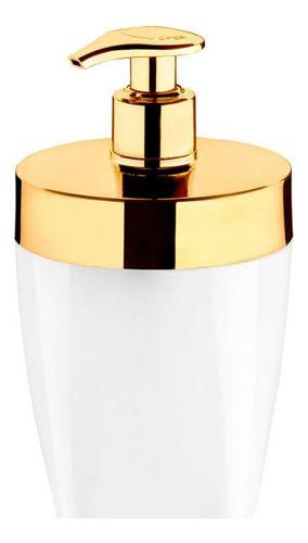 Porta Sabonete Liquido Banheiro Branco/dourado Future - Future Industria Metalurgica L Imagem de Porta Sabonete Liquido Banheiro Branco/dourado Future