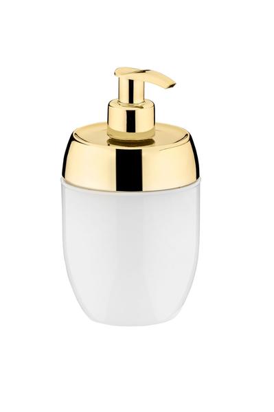 Imagem de Porta Sabonete Líquido Branco E Dourado 300ml Dispenser