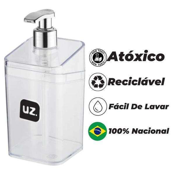 Imagem de Porta Sabonete Líquido Dispenser Translúcido Plástico 350ML Banheiro Lavabo