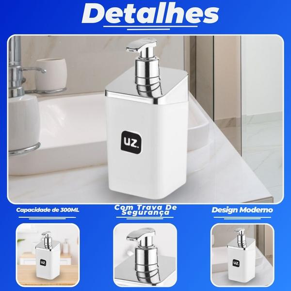 Porta Sabonete Líquido Slim de Plástico Moderno Banheiro Pia - Uz Utilidades Imagem de Porta Sabonete Líquido Slim de Plástico Moderno Banheiro Pia