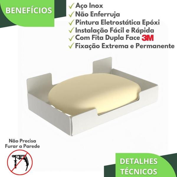 Porta Sabonete Para Banheiro Saboneteira Adesivo Branco ELG - HomeFull Imagem de Porta Sabonete Para Banheiro Saboneteira Adesivo Branco ELG