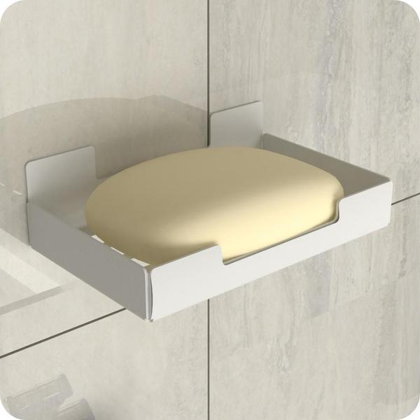 Porta Sabonete Saboneteira Com Adesivo Branco ELG - MetalCromo Imagem de Porta Sabonete Saboneteira Com Adesivo Branco ELG