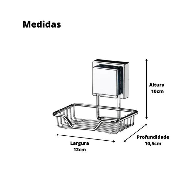 Porta Sabonete Saboneteira Parede Banheiro Box Com Ventosa - Future Imagem de Porta Sabonete Saboneteira Parede Banheiro Box Com Ventosa