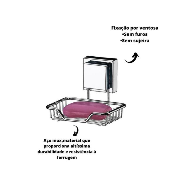 Porta Sabonete Saboneteira Parede Banheiro Box Com Ventosa - Future Imagem de Porta Sabonete Saboneteira Parede Banheiro Box Com Ventosa