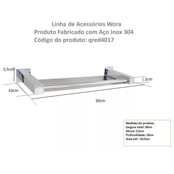 Imagem de Porta Shampoo 30 Cm Inox 304 Ref: Qred4017