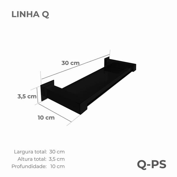 Imagem de Porta Shampoo 30cm Aço Inox 304 Preto Fosco Q-PS30PF