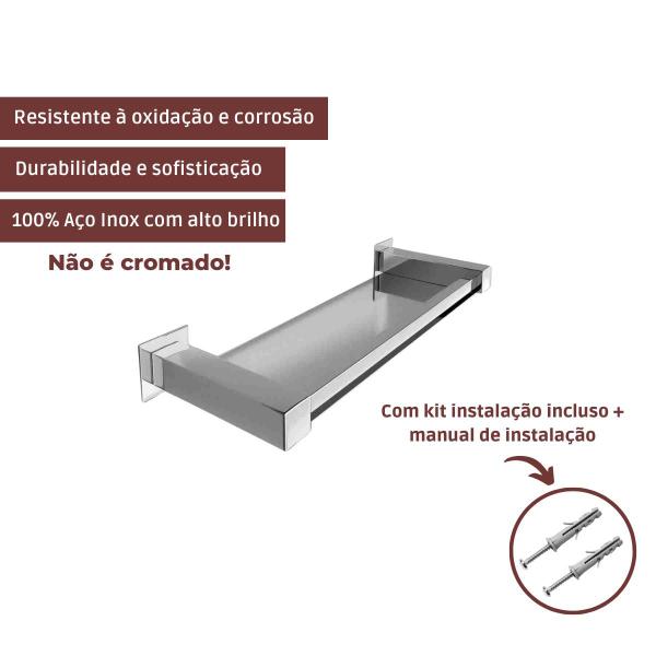 Imagem de Porta Shampoo 40cm Aço Inox 304 Q-PS40