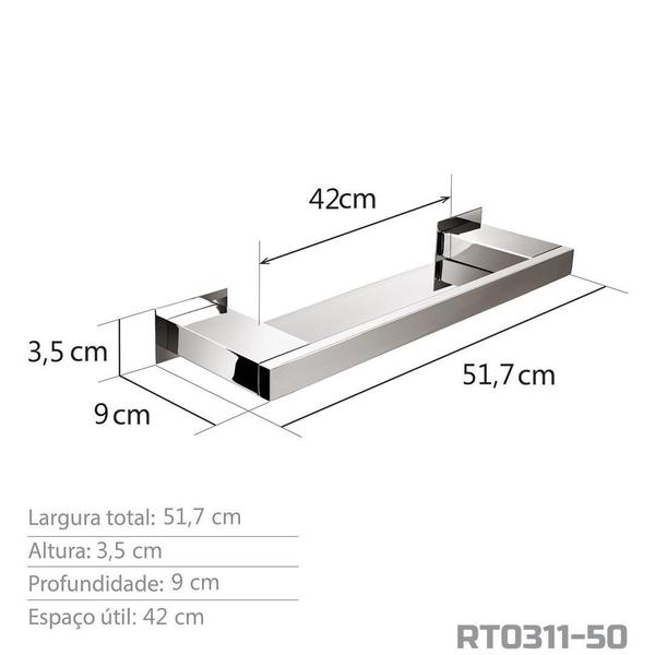 Imagem de Porta Shampoo 50 cm Inox Grafite - Kromus RT0311-50G