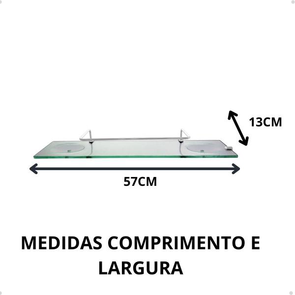 Imagem de Porta Shampoo Com Saboneteira Dupla - Vidro - 13x57cm 8mm (Incolor)