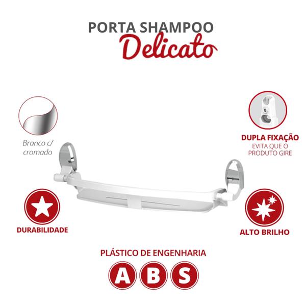 Imagem de Porta Shampoo Delicato Branco Cromado Durín