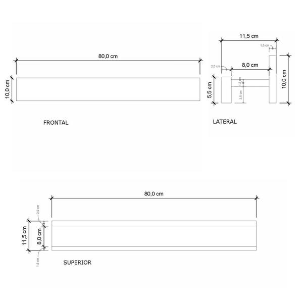 Imagem de Porta Shampoo Linear 80cm Venturi Preto Fosco