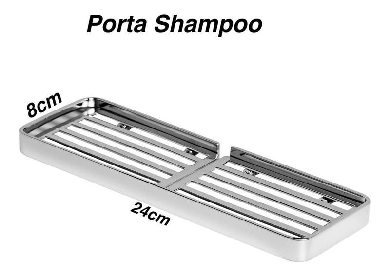 Imagem de Porta Shampoo Prateleira Cromado De Parede Plus