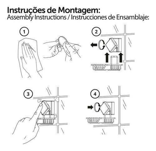 Imagem de Porta Shampoo + Saboneteira Aço Inox Fixação Ventosa