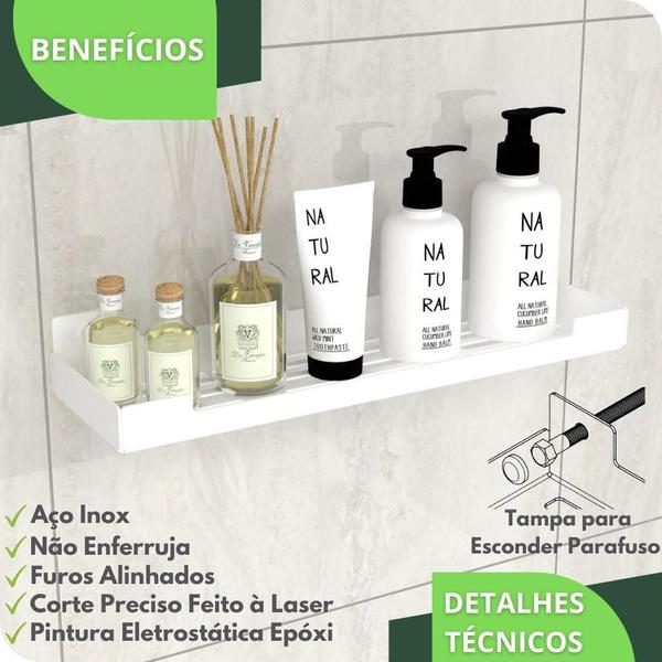 Imagem de Porta Shampoo Suporte Organizador Banheiro Branco ELG