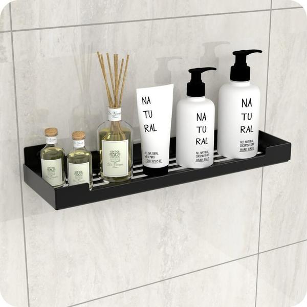 Imagem de Porta Shampoo Suporte Organizador Banheiro Preto Fosco Elg
