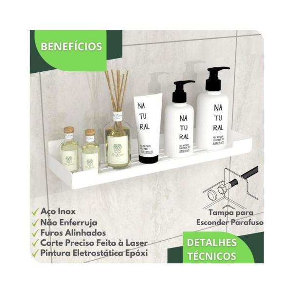 Imagem de Porta Shampoo Suporte Organizador Para Banheiro Branco ELG