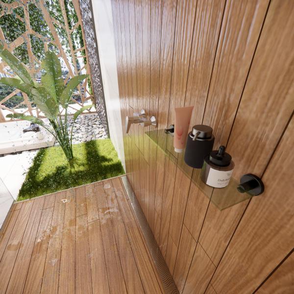 Imagem de Porta Shampoo Suporte Prateleira Aço Inox e Metal Preto Fosco Acetinado Modelo Athenas