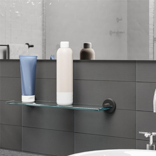 Imagem de Porta Shampoo Suporte Prateleira Aço Inox e Metal Preto Fosco Acetinado Modelo Athenas