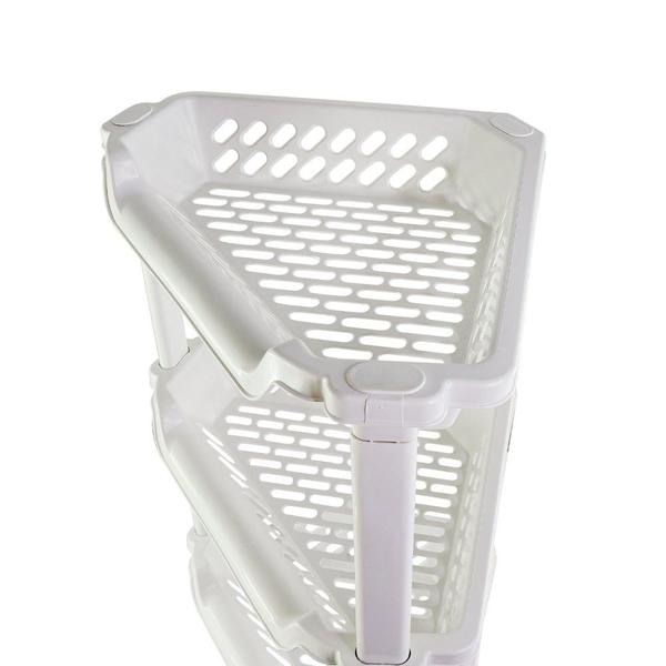 Imagem de Porta Shampoo Triangular de 4 Andares de canto chao com pe plastico Branco