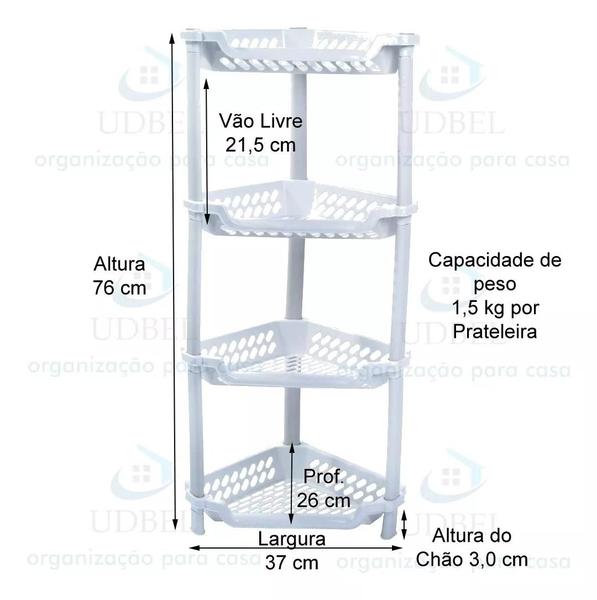 Porta SHAMPOO XAMPU CESTO ORGANIZADOR SUPORTE DESMONTAVEL PLASTICO 4 BANDEJAS PARA BANHEIRO Triangular de 4 Andares Branco - São Bernardo Imagem de Porta SHAMPOO XAMPU CESTO ORGANIZADOR SUPORTE DESMONTAVEL PLASTICO 4 BANDEJAS PARA BANHEIRO Triangular de 4 Andares Branco