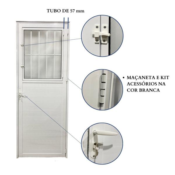 Imagem de Porta Social Lambril de Alumínio 210 X 90cm Linha 25 Lado Esquerdo Esquadrias Bergamo