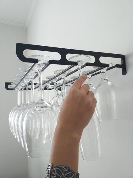 Porta Taças De Parede Para 18 Taças - Vinho - Suporte - Inovarte Móveis E Decorações Ltda. Imagem de Porta Taças De Parede Para 18 Taças - Vinho - Suporte
