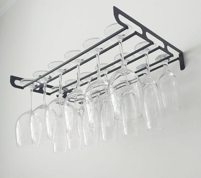 Porta Taças De Parede Para 18 Taças - Vinho - Suporte - Inovarte Móveis E Decorações Ltda. Imagem de Porta Taças De Parede Para 18 Taças - Vinho - Suporte