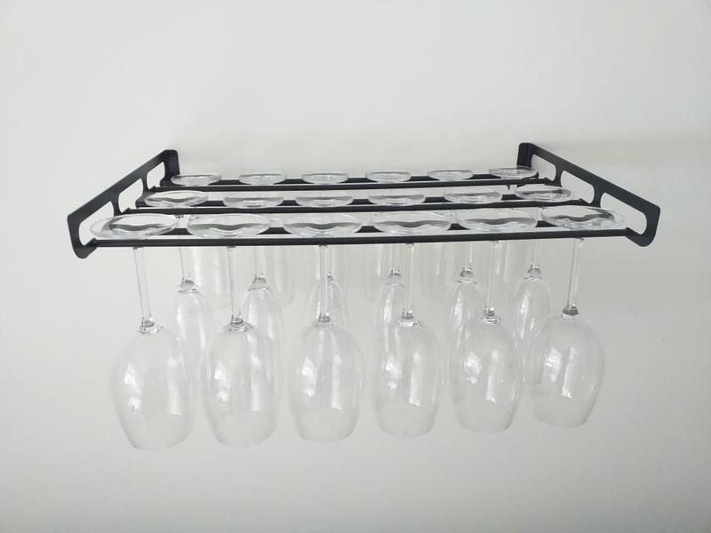 Porta Taças De Parede Para 18 Taças - Vinho - Suporte - Inovarte Móveis E Decorações Ltda. Imagem de Porta Taças De Parede Para 18 Taças - Vinho - Suporte