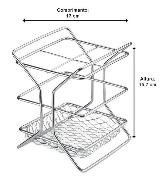 Imagem de Porta Talher 15,7 Cm Por 13 Cm Cromado Com 4 Divisórias