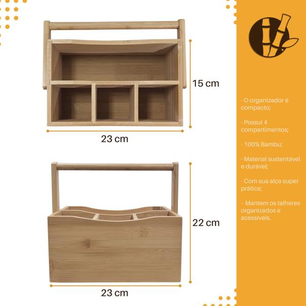 Imagem de Porta Talher Bambu Organizador Vertical Com Alça- Dolce Home