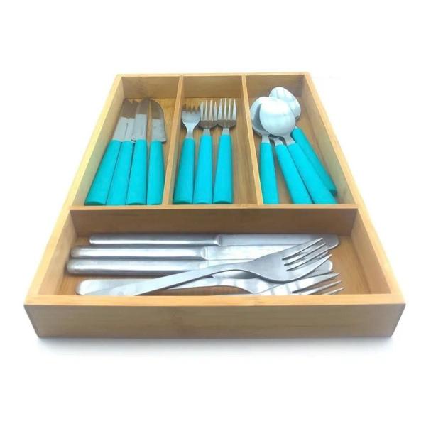 Imagem de Porta Talher Bambu Para Gaveta 33x25x4,5 Cm Organizador 