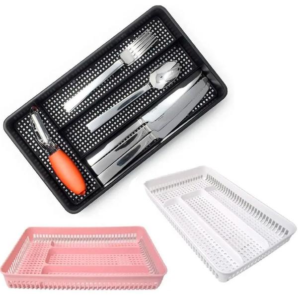 Porta Talher Organizador Repartições Tampa De Plástico Rosa - Clink Imagem de Porta Talher Organizador Repartições Tampa De Plástico Rosa