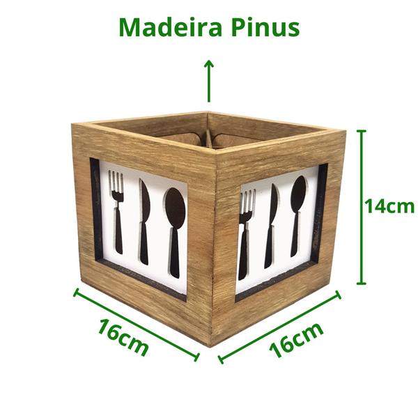 Imagem de Porta Talheres com 4 Divisórias em Madeira Pinus Premium