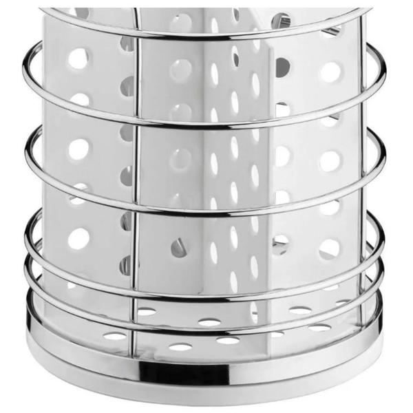 Imagem de Porta talheres / escorredor de talher branco grande de inox com divisórias para cozinha