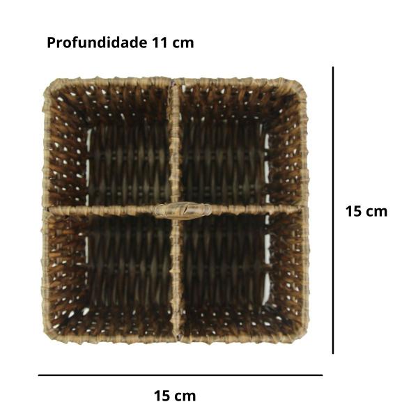 Imagem de Porta Talheres Porta Saches Quadrado C/ Alça Tipo Vime