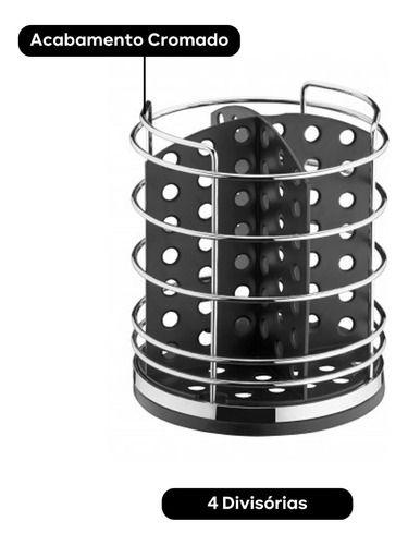 Porta Talheres Suporte Mesa Cozinha Preto e Cromado - Future Industria Metalurgica L Imagem de Porta Talheres Suporte Mesa Cozinha Preto e Cromado