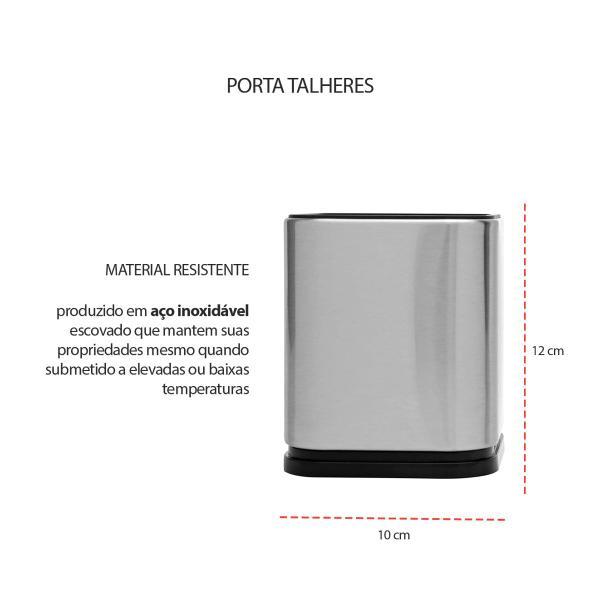 Imagem de Porta Talheres Utensilios Inox Quadrado Suporte Preto