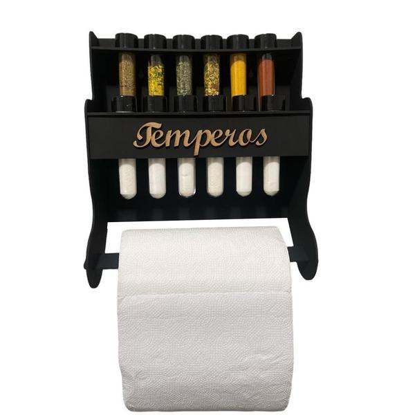 Imagem de Porta Tempero/Condimentos Com Porta Papel Toalha 12 Tubetes