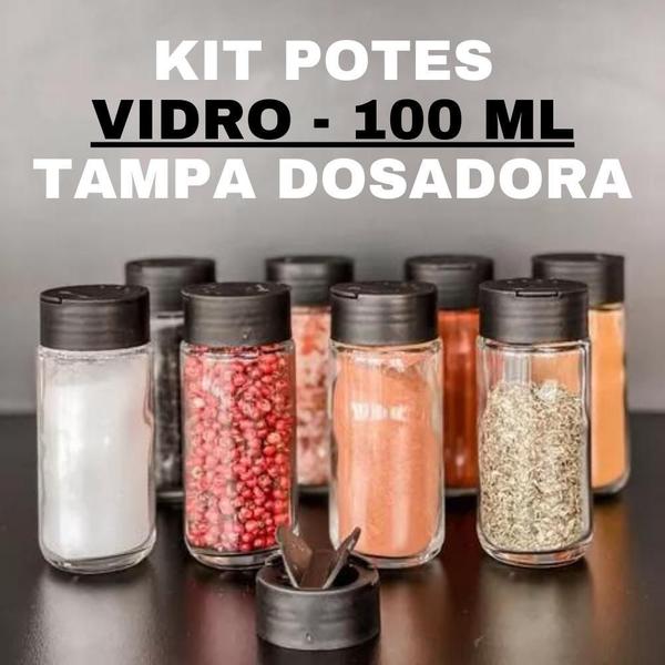 Imagem de Porta Temperos Gibraltar 8 Potes 100Ml Organize Sua Cozinha