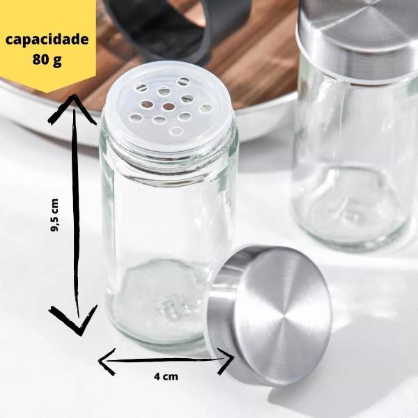 Imagem de Porta Temperos Giratório Preto com 12 Potes 80ml - Condimento, Organização , Praticidade