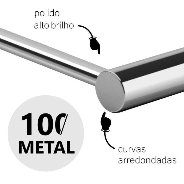 Imagem de Porta Toalha Banho 50cm Grego Metal Orion Prata Brilho