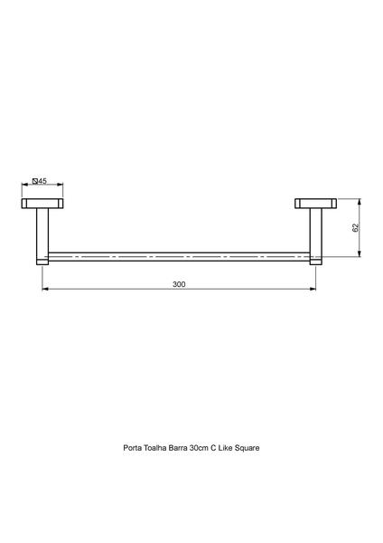 Porta Toalha Barra Like Square 30cm Cromado - Perflex Imagem de Porta Toalha Barra Like Square 30cm Cromado - Perflex