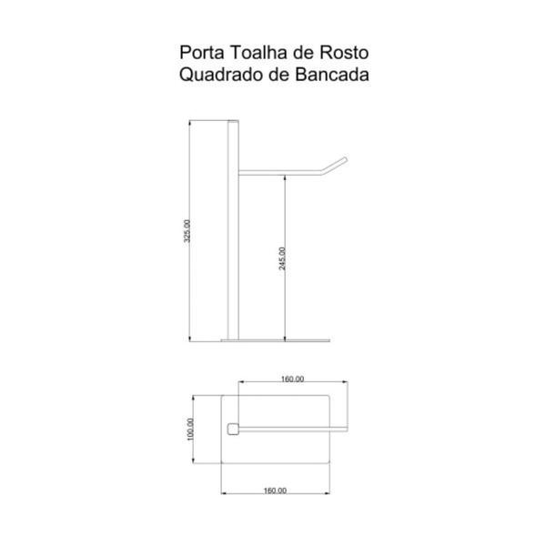 Imagem de Porta Toalha de Bancada Inox Square SQ12182 Ducon Metais