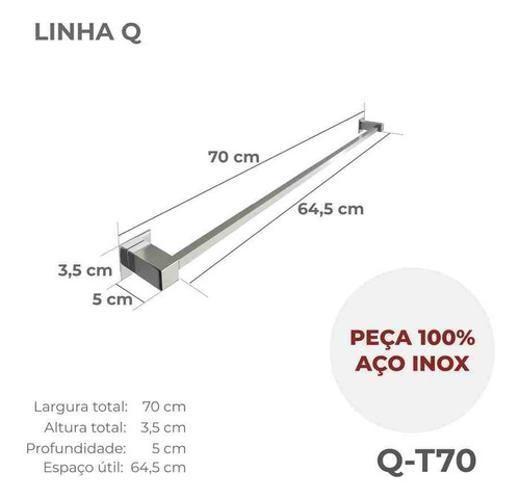 Imagem de Porta Toalha De Banheiro 70Cm Aço Inox 304 Q-T70Olt