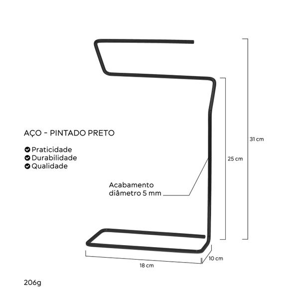 Imagem de Porta Toalha De Rosto Bancada Luxo Preto